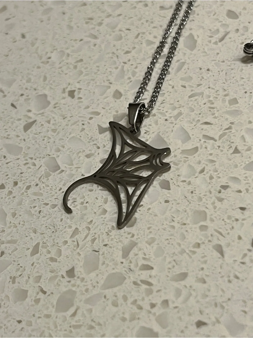 18K Gold Plated Hollow Manta Ray Shaped Pendant Necklace